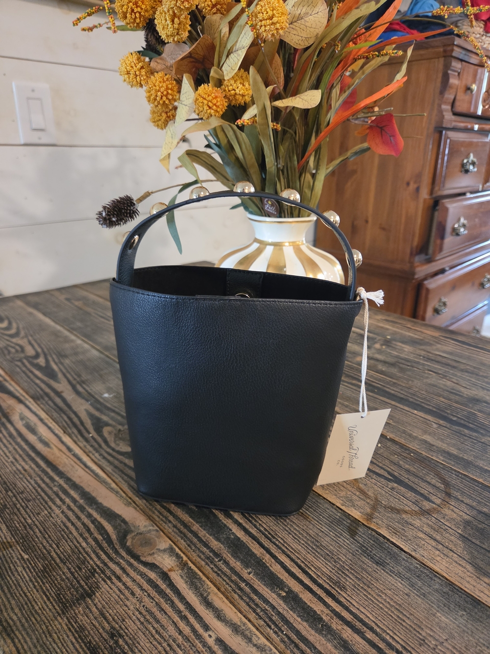 Target Black Women's Bucket Shoulder Bag with Studded Handle